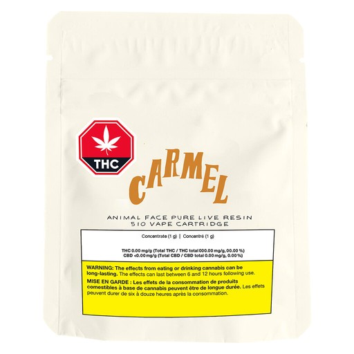 Carmel Animal Face Pure Live Resin 1g Prefilled Vape Cartridge