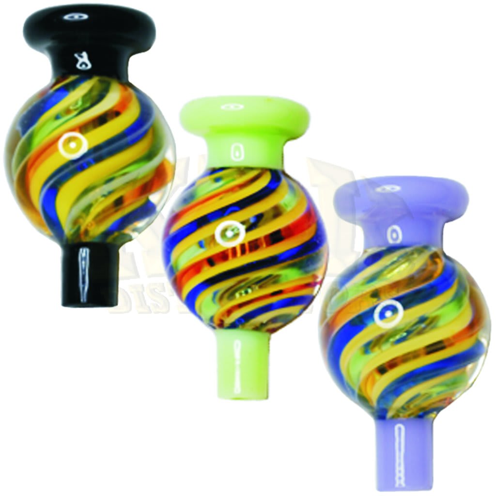 Glass Bubble Carb Cap - 3 Colour Swirl